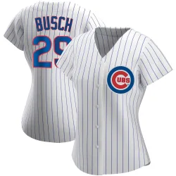 Chicago Cubs Michael Busch White Authentic Women's Home Player Jersey