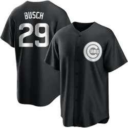 Chicago Cubs Michael Busch White Replica Men's Black/ Player Jersey