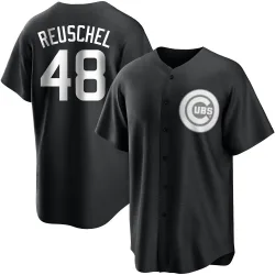 Chicago Cubs Rick Reuschel White Replica Men's Black/ Player Jersey