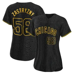 Chicago Cubs Rob Zastryzny Black Authentic Women's Snake Skin City Player Jersey