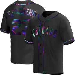 Chicago Cubs Ryne Sandberg Black Holographic Replica Men's Alternate Player Jersey