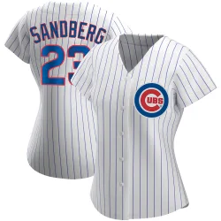 Chicago Cubs Ryne Sandberg White Replica Women's Home Player Jersey