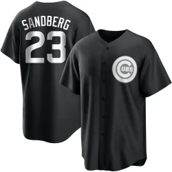 Chicago Cubs Ryne Sandberg White Replica Youth Black/ Player Jersey