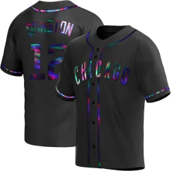 Chicago Cubs Shawon Dunston Black Holographic Replica Men's Alternate Player Jersey